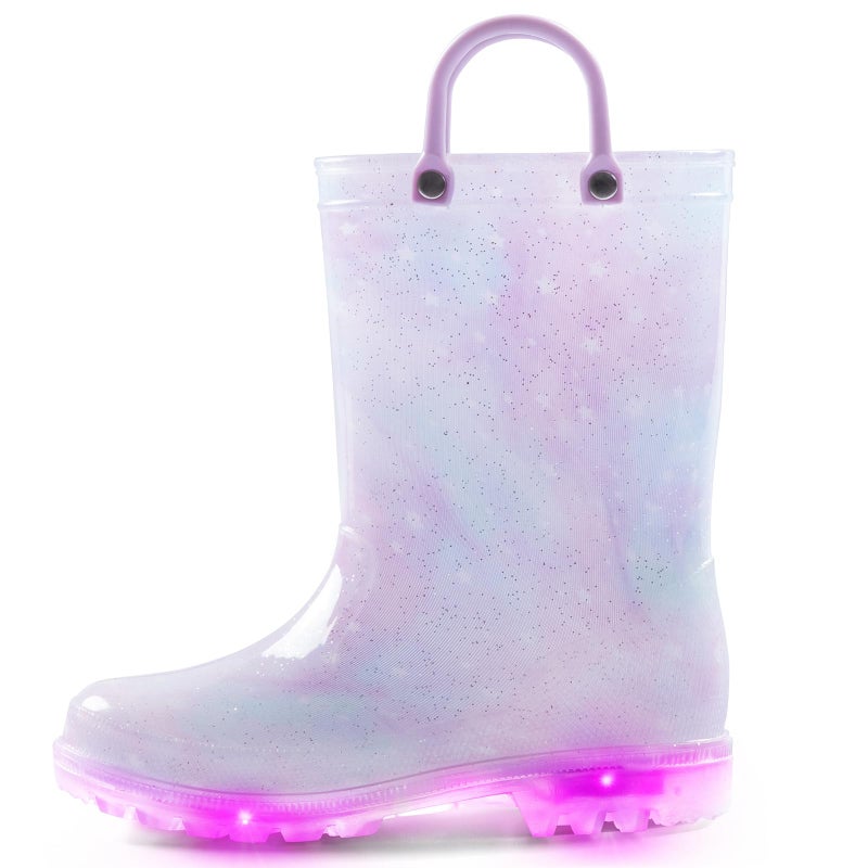 K KomForme Toddler Light Up Rain Boots for Girls Boys Waterproof Rain Boots with Handles Outdoors - Image 1